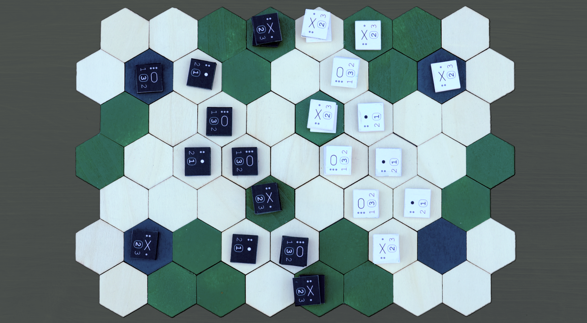 Top view of the prototype game board, with units.